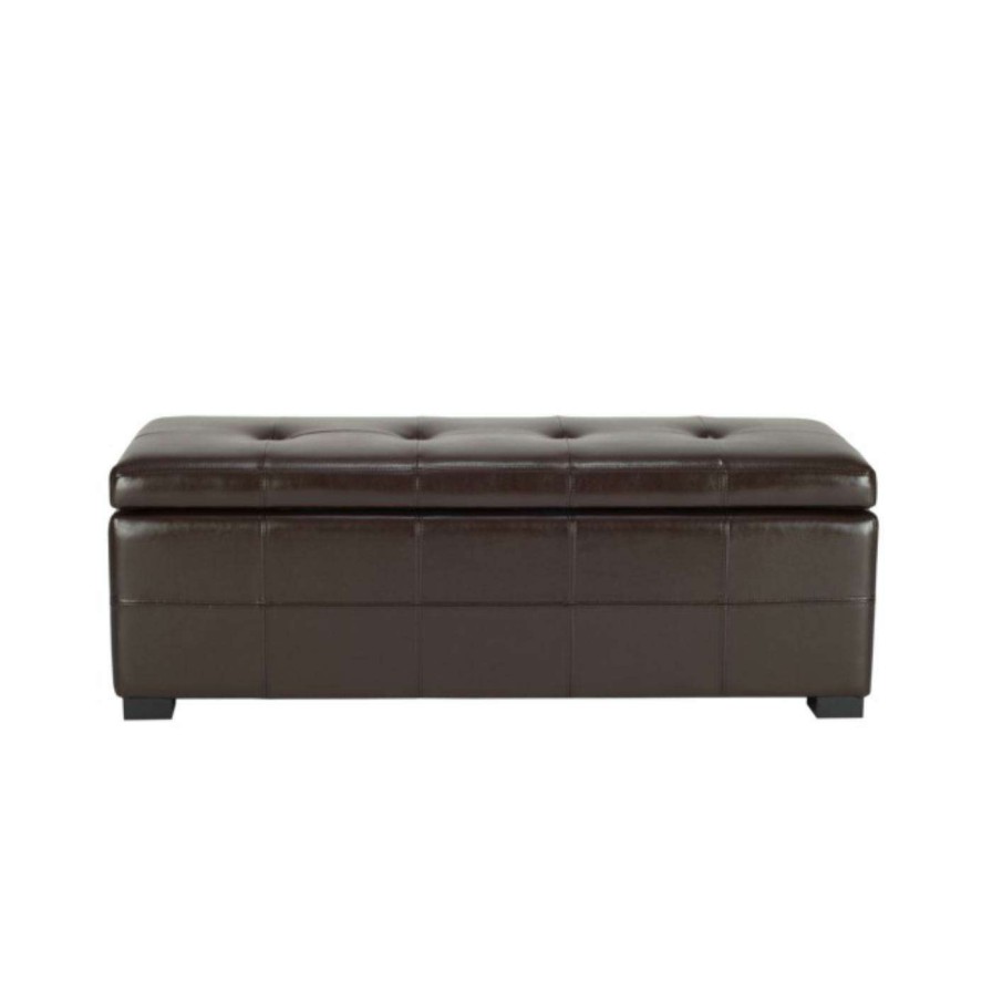 Indoor Benches * | Best Deal Indoor Storage Benches Safavieh Large Brown Maiden Tufted Leather Storage Bench