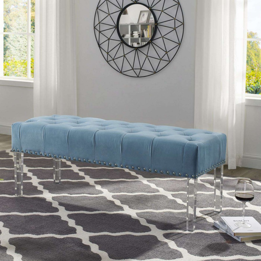 Indoor Benches * | Wholesale Entryway Benches Roundhill Furniture Valley Button Tufted Indoor Bench Gray