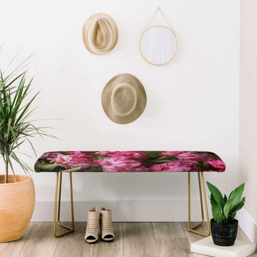 Indoor Benches * | Best Reviews Of Entryway Benches Deny Designs Lisa Argyropoulos Peony Romance Bench