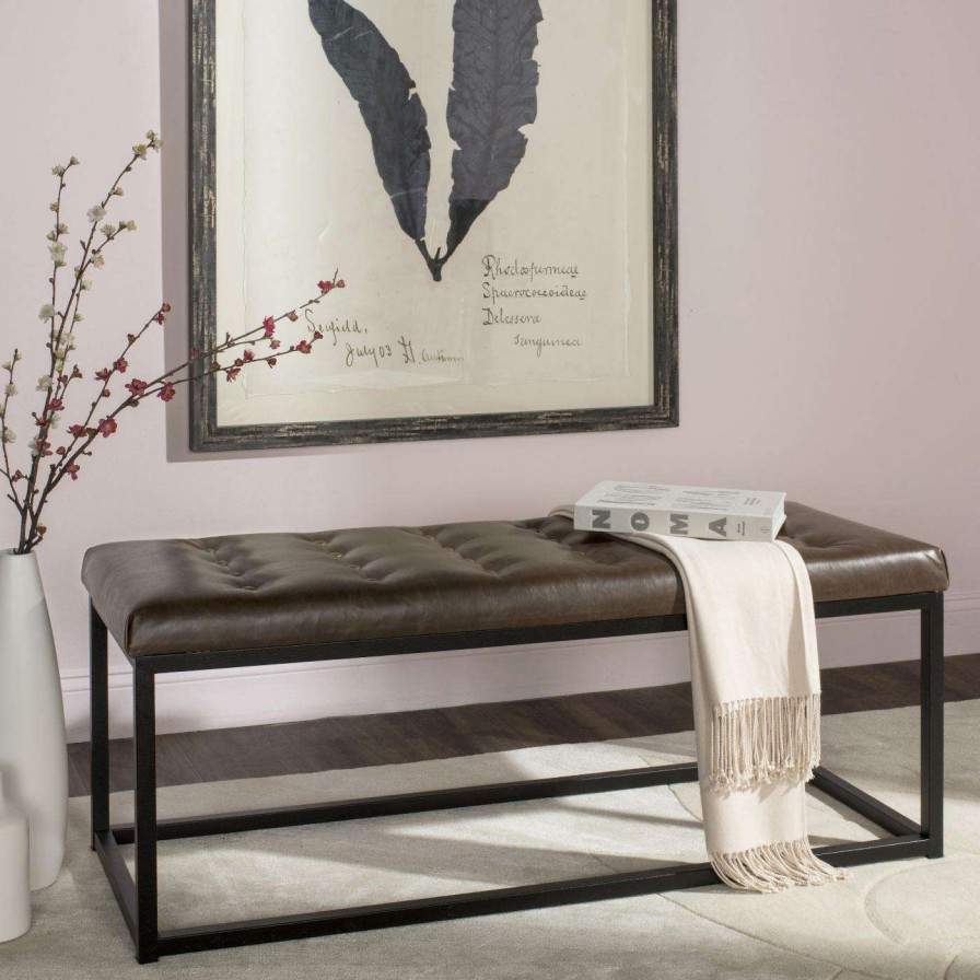 Indoor Benches * | Discount Bedroom Benches Safavieh Reynolds Faux Leather Bench