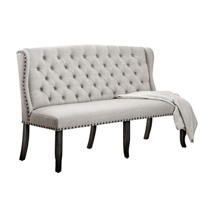 Indoor Benches * | Hot Sale Settee Benches Benzara Tufted Upholstered Setee Bench