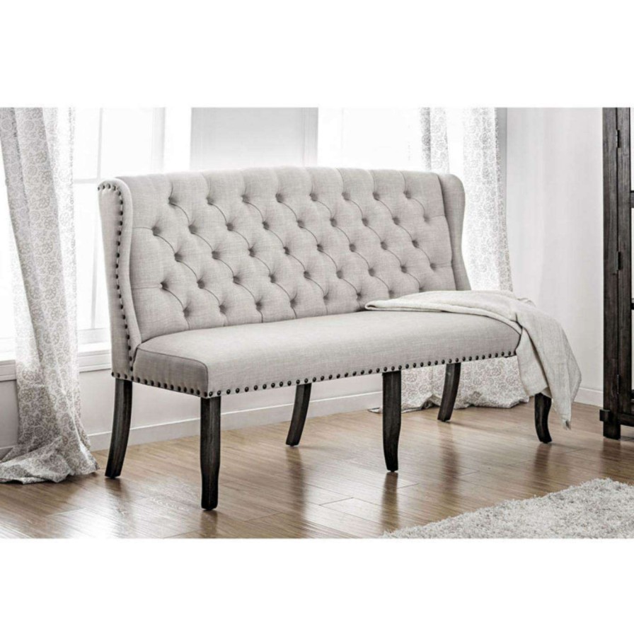 Indoor Benches * | Hot Sale Settee Benches Benzara Tufted Upholstered Setee Bench