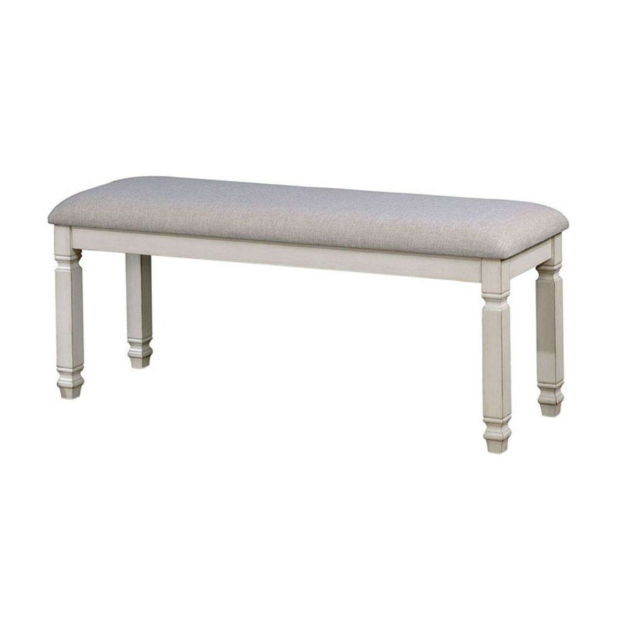 Indoor Benches * | Best Deal Bedroom Benches Benzara Fabric Upholstered Wood Bedroom Bench