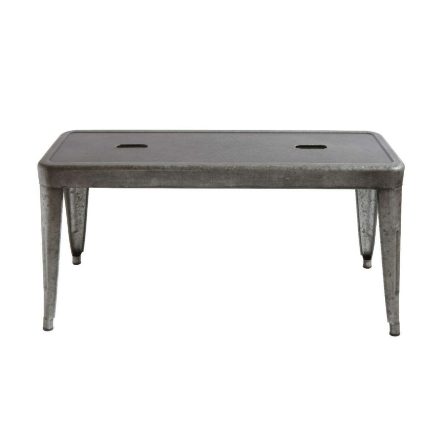 Indoor Benches * | Budget Entryway Benches Creative Co-Op Industrial Rectangle Galvanized Metal Bench