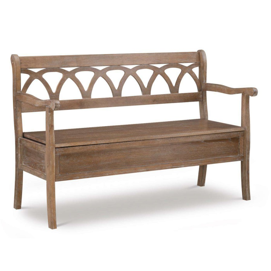 Indoor Benches * | Deals Indoor Storage Benches Powell Elliana Storage Bench With Arms