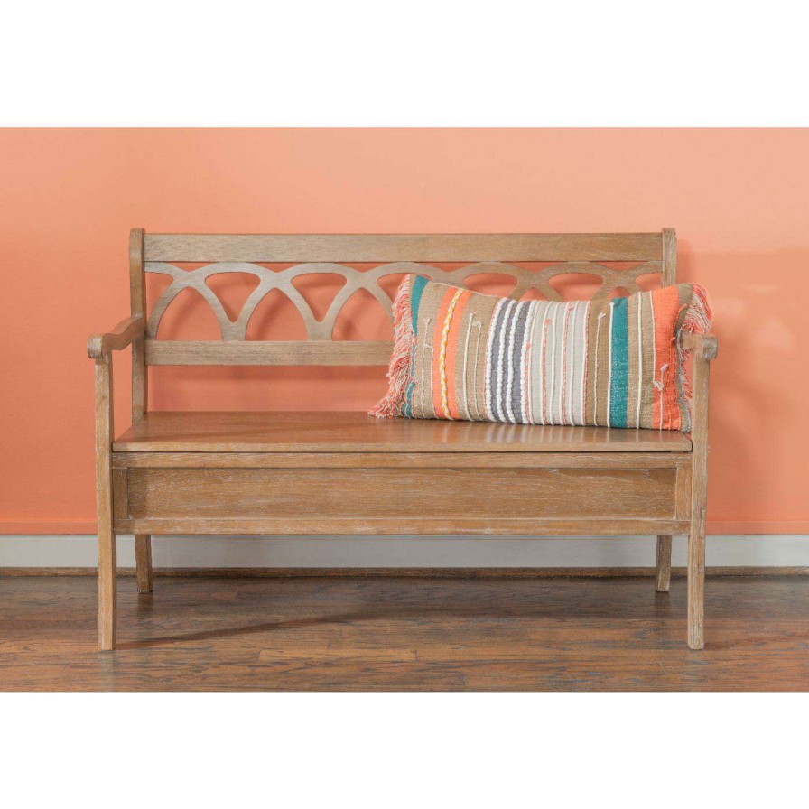 Indoor Benches * | Deals Indoor Storage Benches Powell Elliana Storage Bench With Arms