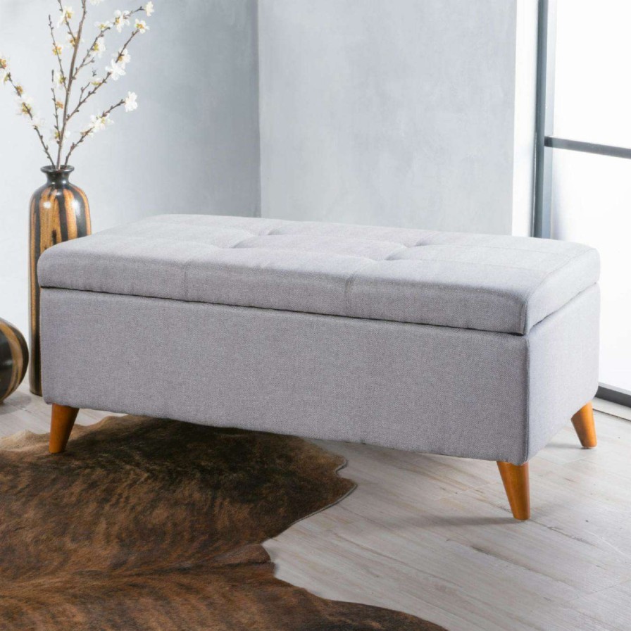 Indoor Benches * | Best Reviews Of Ottoman Benches Hn Home Sullivan Mid-Century Modern Fabric Storage Indoor Bench