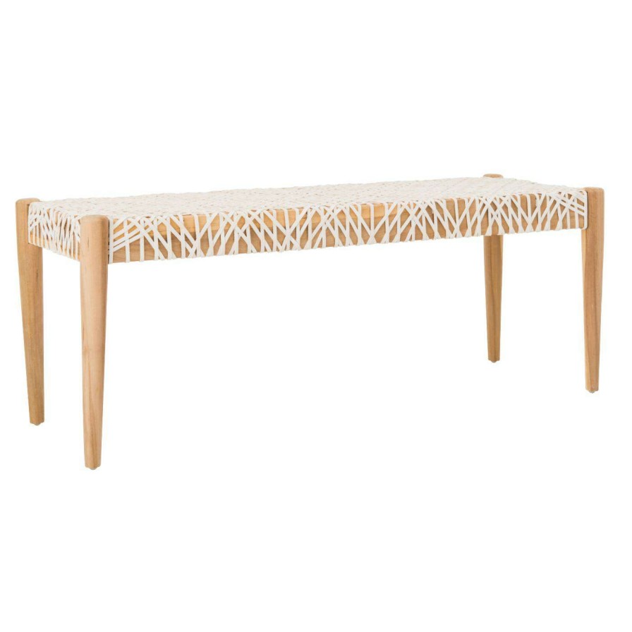 Indoor Benches * | Best Reviews Of Entryway Benches Safavieh Bandelier Leather Weave Indoor Bench