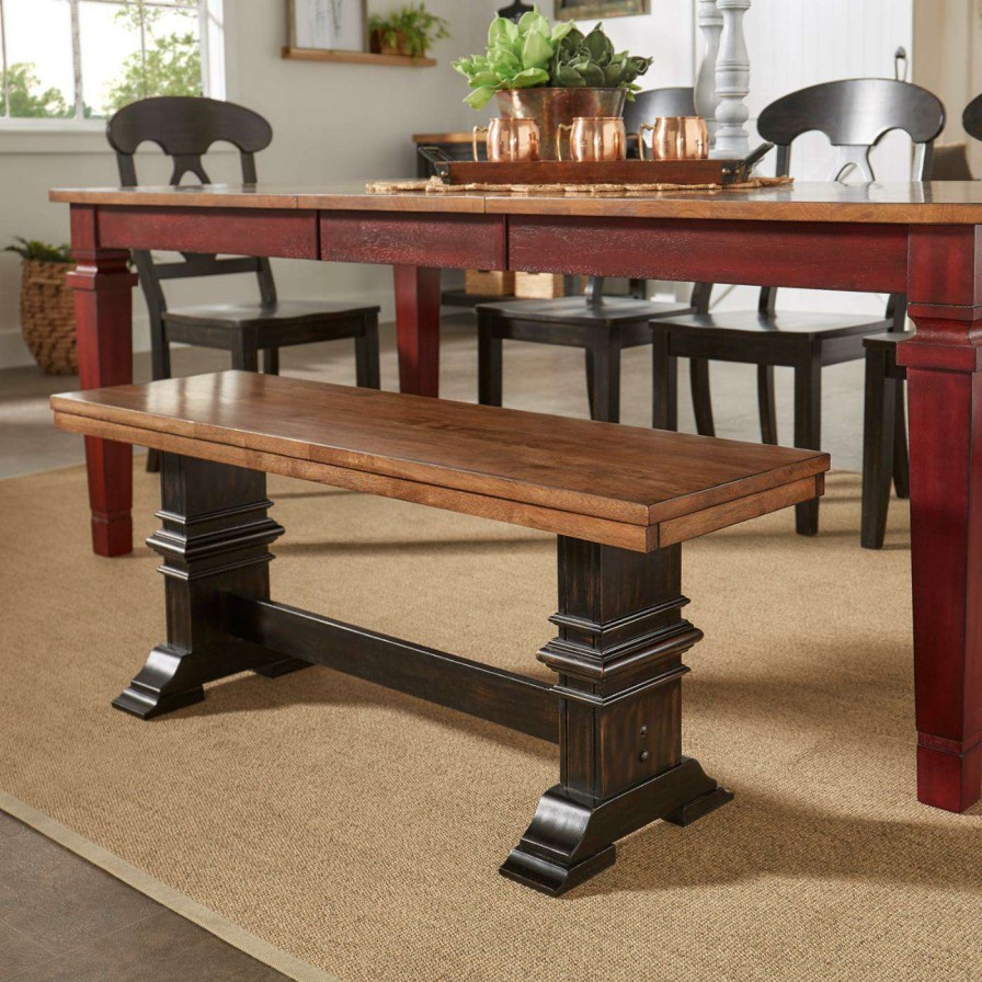 Dining Chairs * | Deals Kitchen & Dining Benches Humblenest Countryside Farmhouse Dining Bench With Trestle Leg