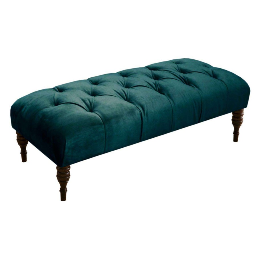 Indoor Benches * | Brand New Skyline Furniture Bedroom Benches Mystere Peacock Tufted Bench