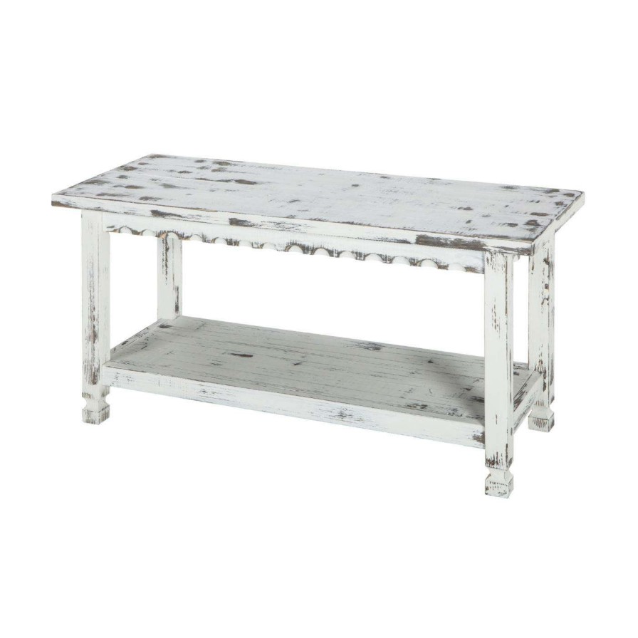 Indoor Benches * | Coupon Entryway Benches Alaterre Furniture Country Cottage Bench White Antique