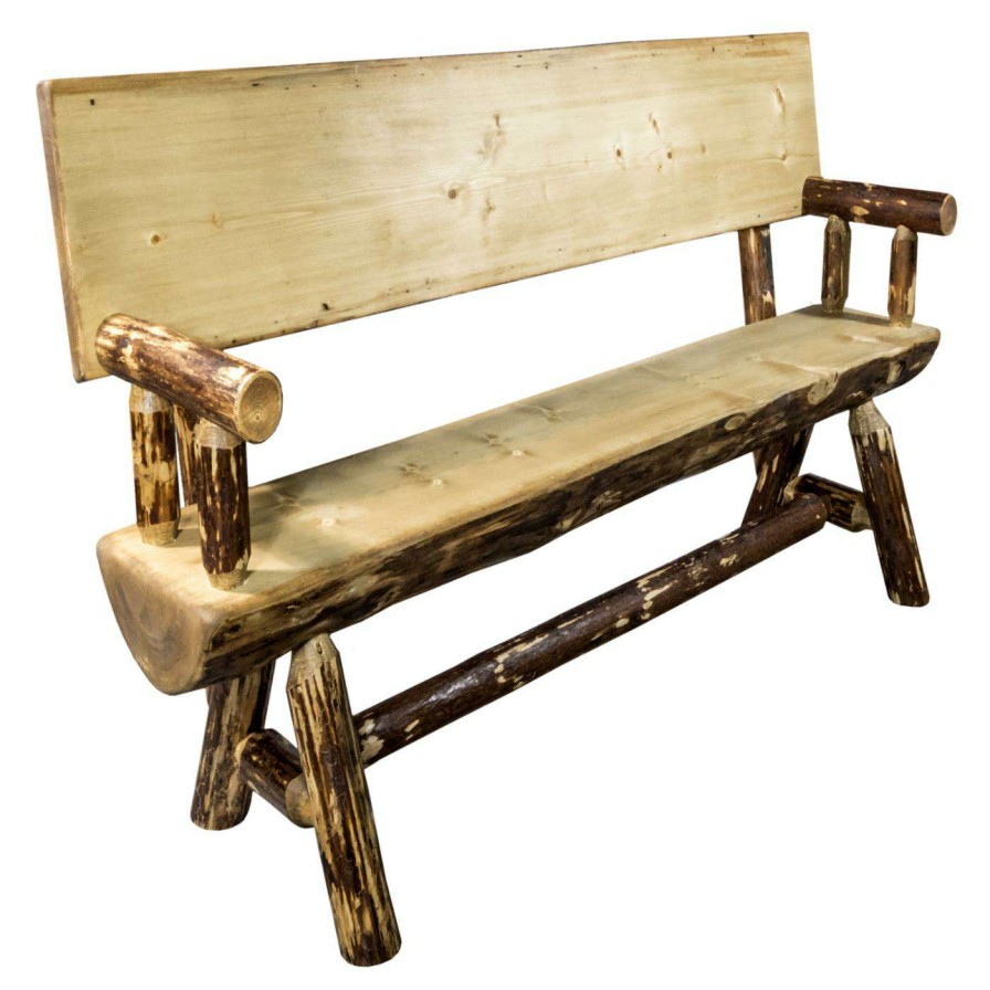 Indoor Benches * | Hot Sale Entryway Benches Montana Woodworks Glacier Country Half Log Bench