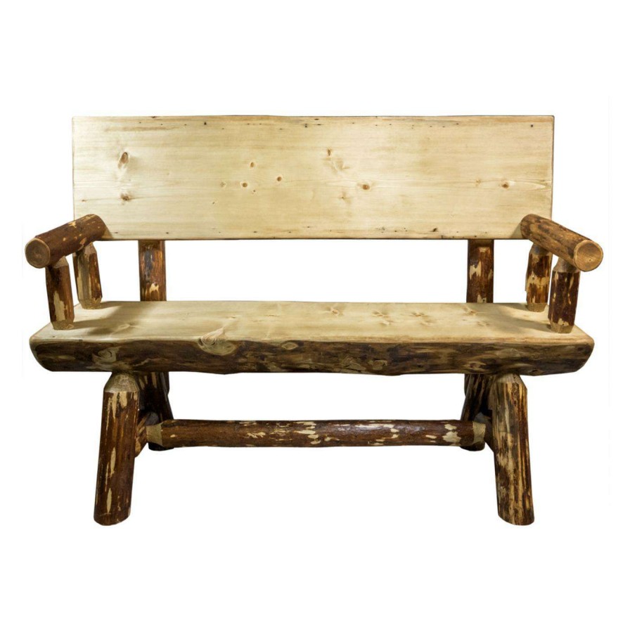 Indoor Benches * | Hot Sale Entryway Benches Montana Woodworks Glacier Country Half Log Bench