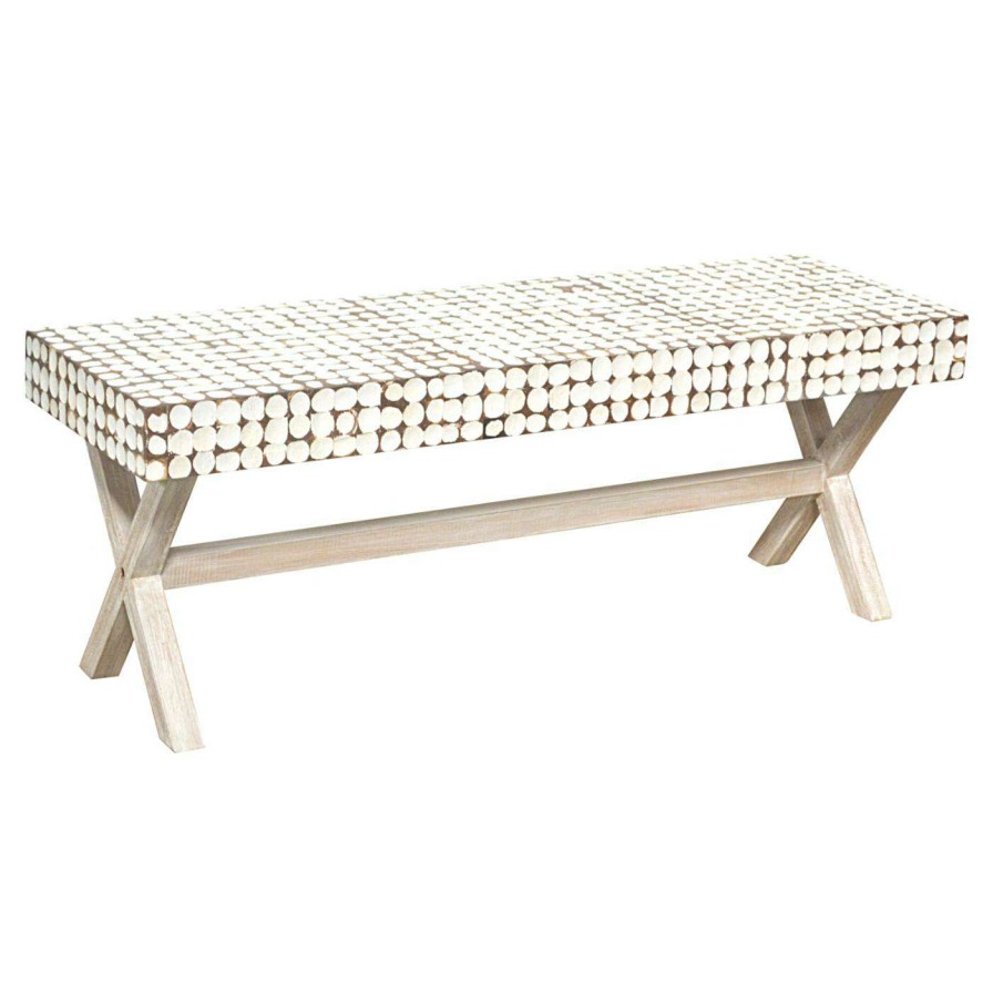 Indoor Benches * | Deals Entryway Benches East At Main Coco Indoor Bench White Wash