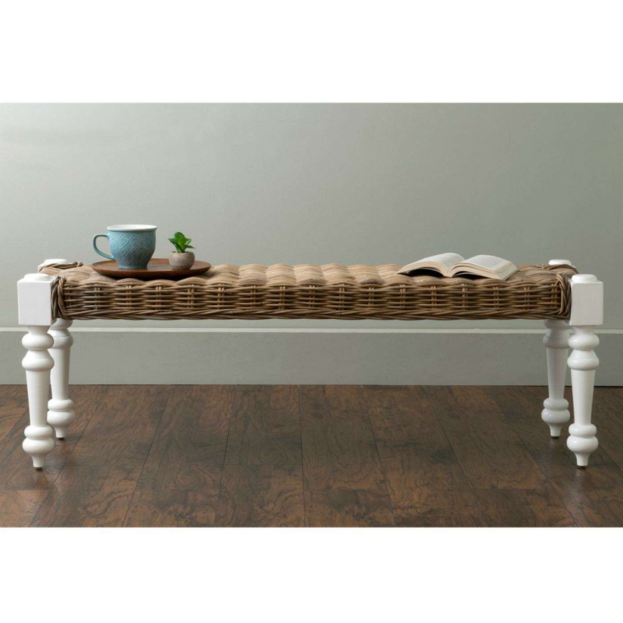 Indoor Benches * | Top 10 Entryway Benches East At Main Baldwin Rattan Bench