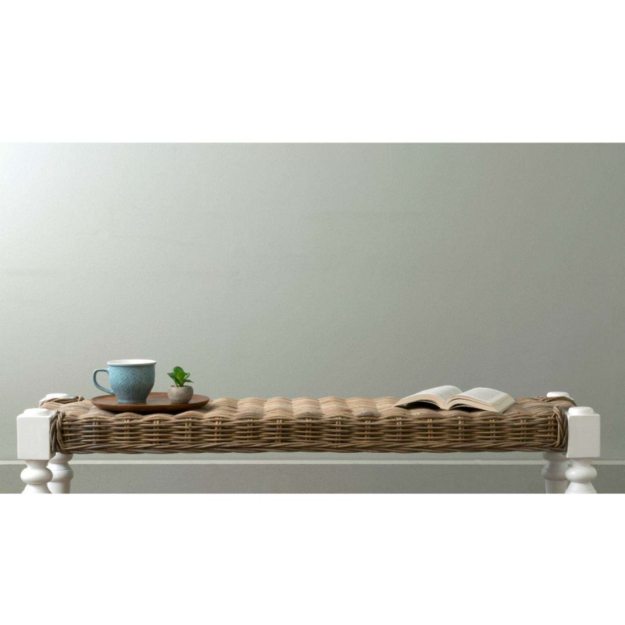 Indoor Benches * | Top 10 Entryway Benches East At Main Baldwin Rattan Bench