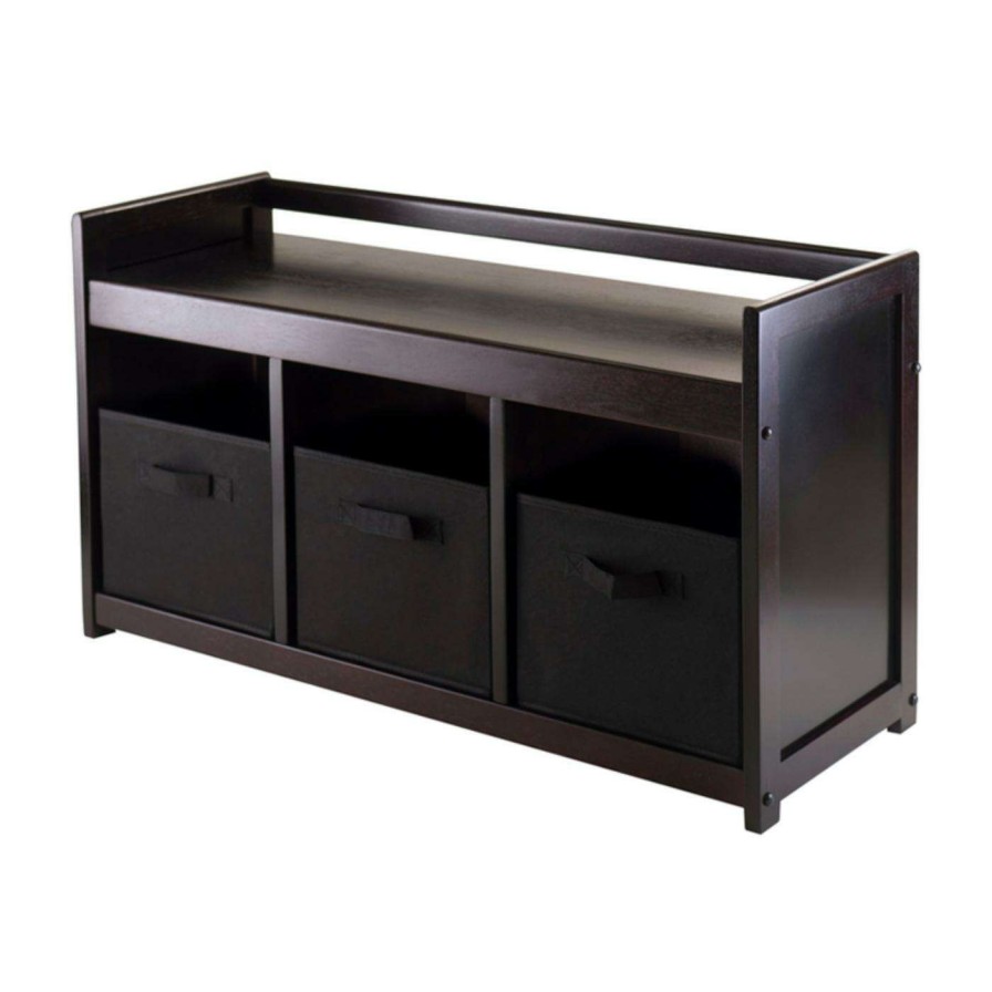 Indoor Benches * | Promo Indoor Storage Benches Winsome Addison Storage Bench With 3 Foldable Baskets