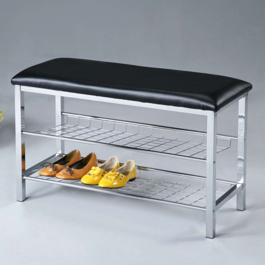 Indoor Benches * | Promo Indoor Storage Benches Roundhill Furniture Metal Shoe Storage Entryway Bench