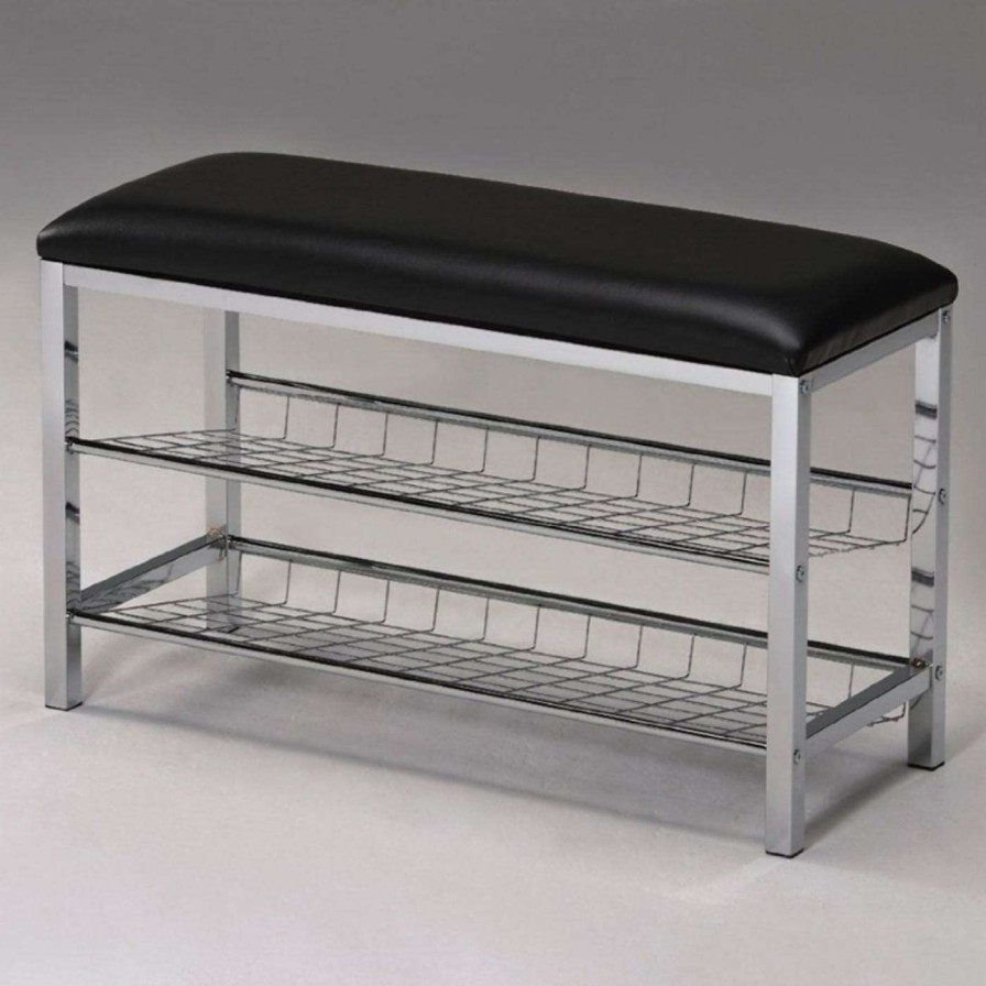 Indoor Benches * | Promo Indoor Storage Benches Roundhill Furniture Metal Shoe Storage Entryway Bench