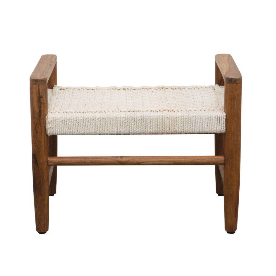 Indoor Benches * | Wholesale Entryway Benches Bloomingville Hand-Woven Cotton Rope Bench