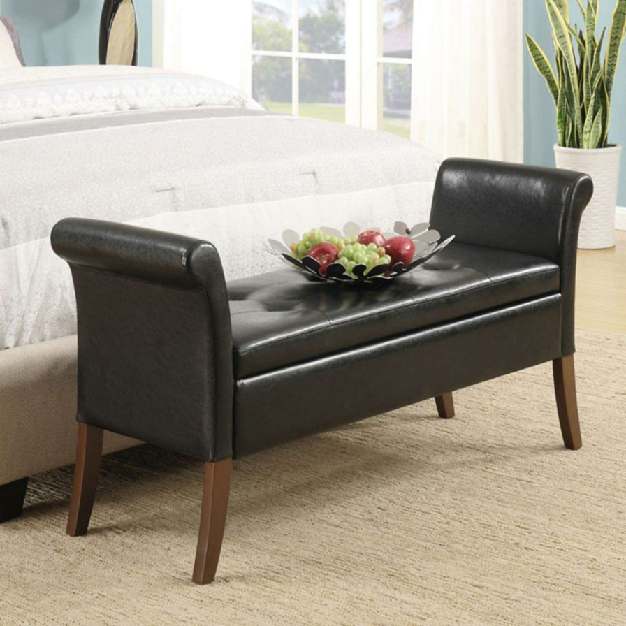 Indoor Benches * | Brand New Bedroom Benches Convenience Concepts Garbo Faux Leather Storage Bench