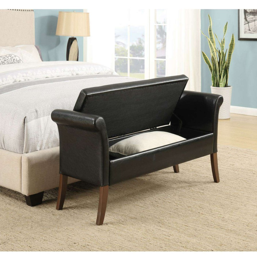 Indoor Benches * | Brand New Bedroom Benches Convenience Concepts Garbo Faux Leather Storage Bench