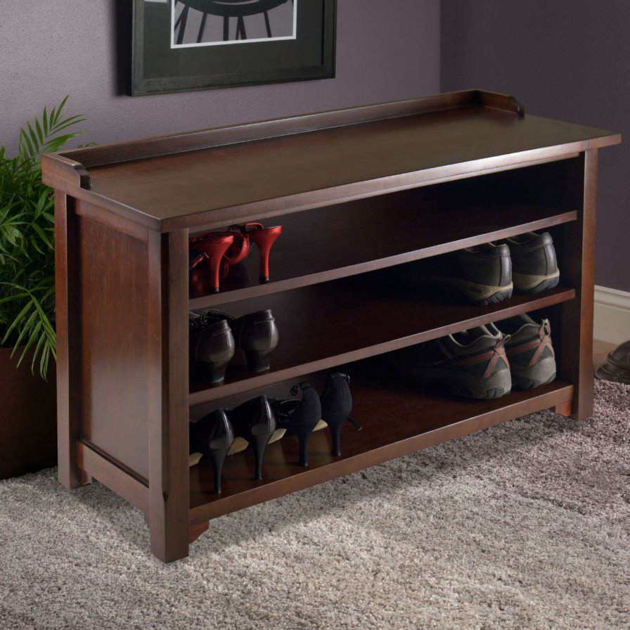 Indoor Benches * | Best Reviews Of Indoor Storage Benches Winsome Dayton Storage Hall Bench With Shelves