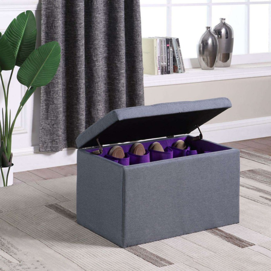 Indoor Benches * | Outlet Bedroom Benches Ore International Dove Gray Shoe Storage Bench