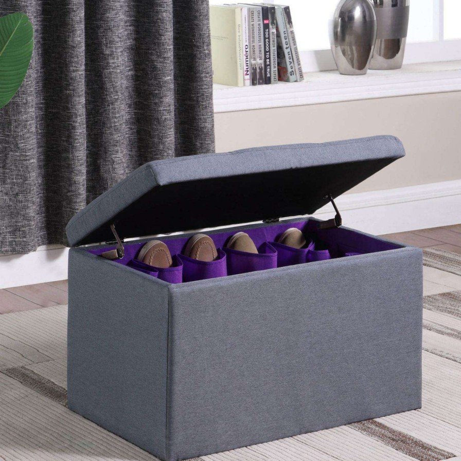 Indoor Benches * | Outlet Bedroom Benches Ore International Dove Gray Shoe Storage Bench