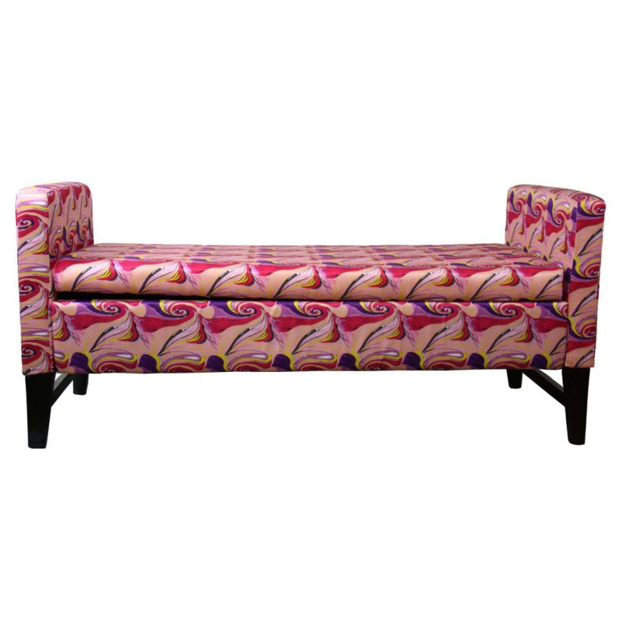 Indoor Benches * | Buy Indoor Storage Benches Ore International Floral Storage Bench