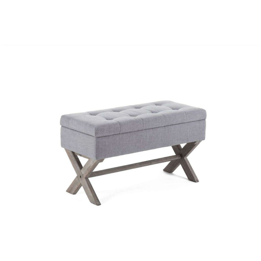 Indoor Benches * | Coupon Indoor Storage Benches Boraam Angelina Gray Storage Bench