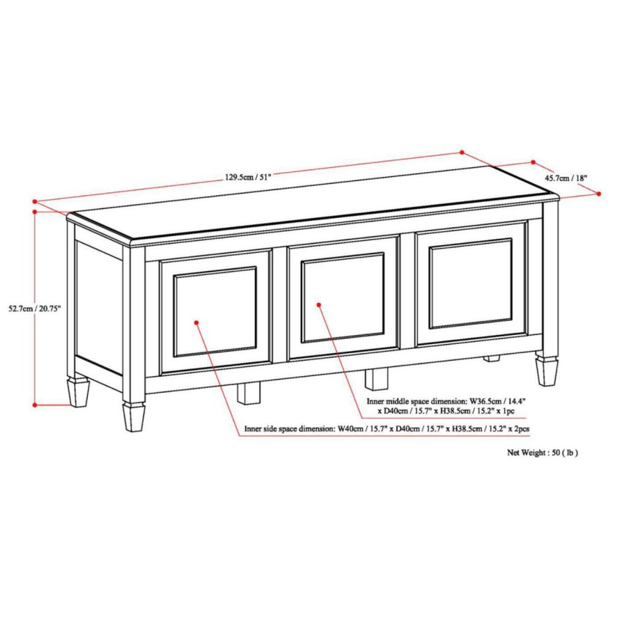 Indoor Benches * | Promo Brooklyn & Max Indoor Storage Benches Brooklyn + Max Somerset Solid Wood Storage Bench Trunk