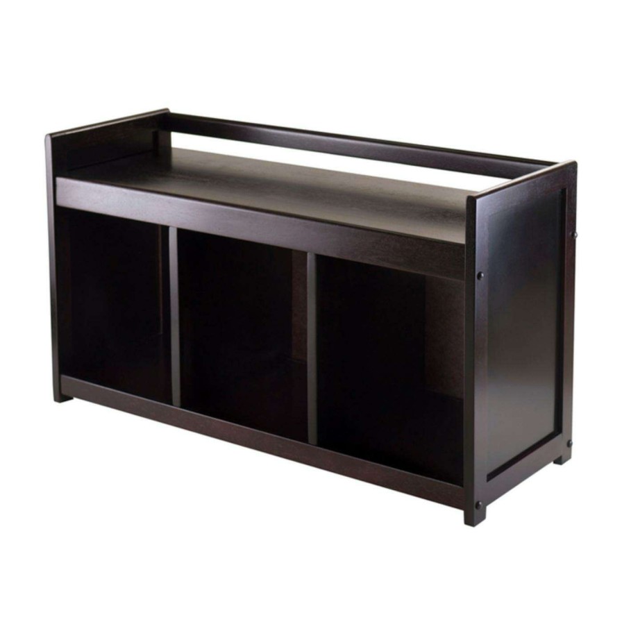 Indoor Benches * | Cheapest Indoor Storage Benches Winsome Addison Storage Bench With 3 Sections