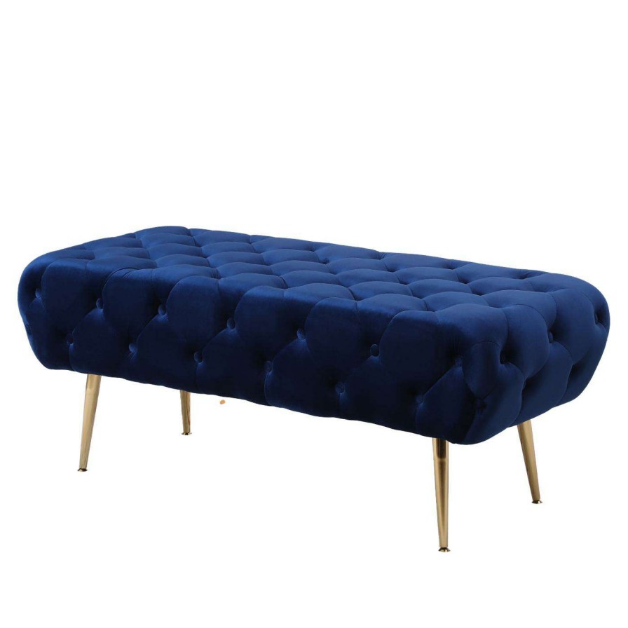 Indoor Benches * | Buy Bedroom Benches Roundhill Furniture Sira Velvet Button Tufted Bench