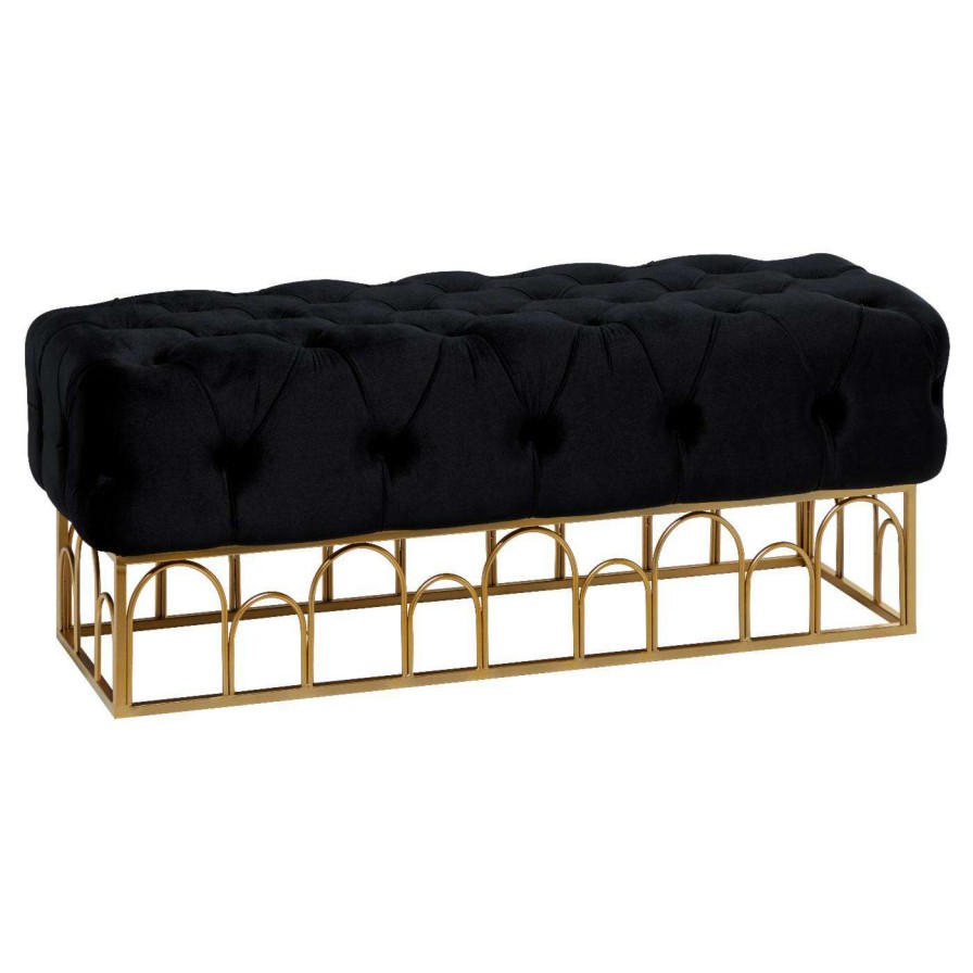 Indoor Benches * | Coupon Bedroom Benches Decmode Tufted Velvet Glam Bench