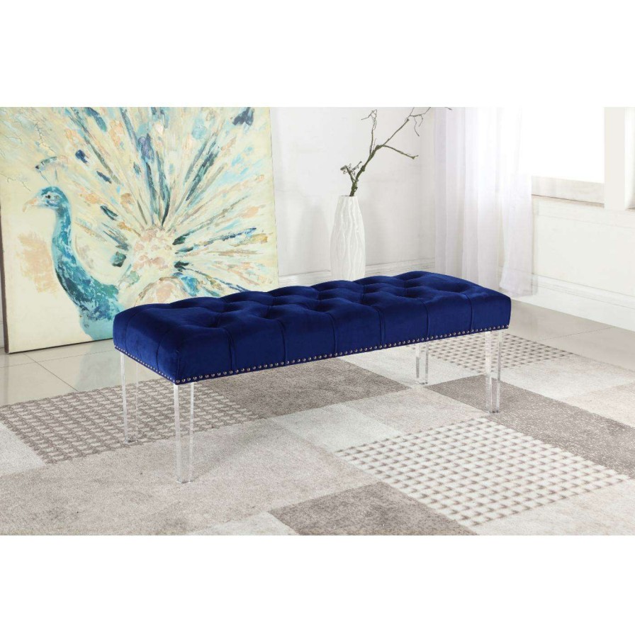 Indoor Benches * | Buy Bedroom Benches Best Master Furniture Tufted Bench With Acrylic Legs