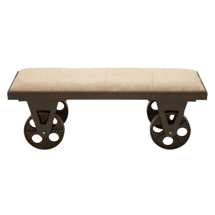 Indoor Benches * | Cheap Entryway Benches Decmode Metal Industrial Style Backless Bench