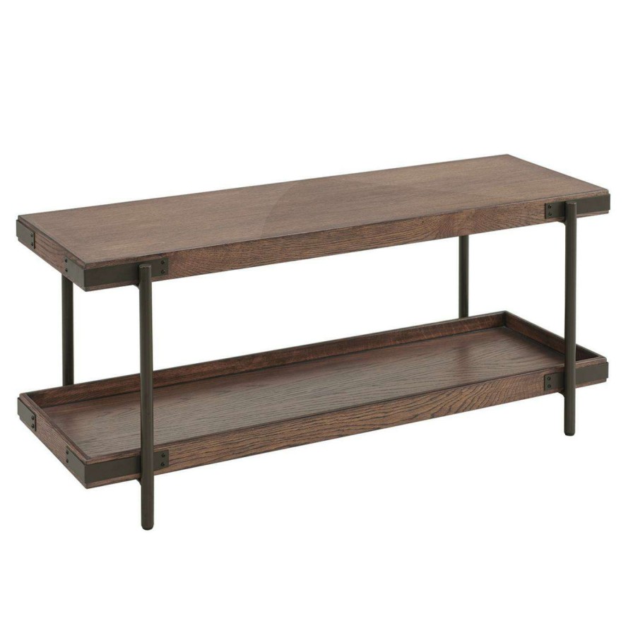 Indoor Benches * | Best Pirce Alaterre Furniture Entryway Benches Kyra 42 L Oak And Metal Bench With Shelf