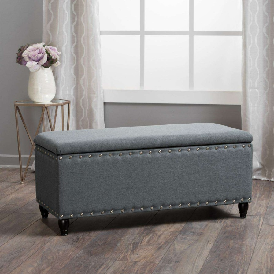 Indoor Benches * | Cheap Best Selling Home Ottoman Benches Tatiana Fabric Storage Indoor Bench