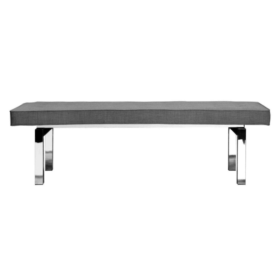 Indoor Benches * | Deals Entryway Benches Pangea Home Lina Tufted Indoor Bench Charcoal