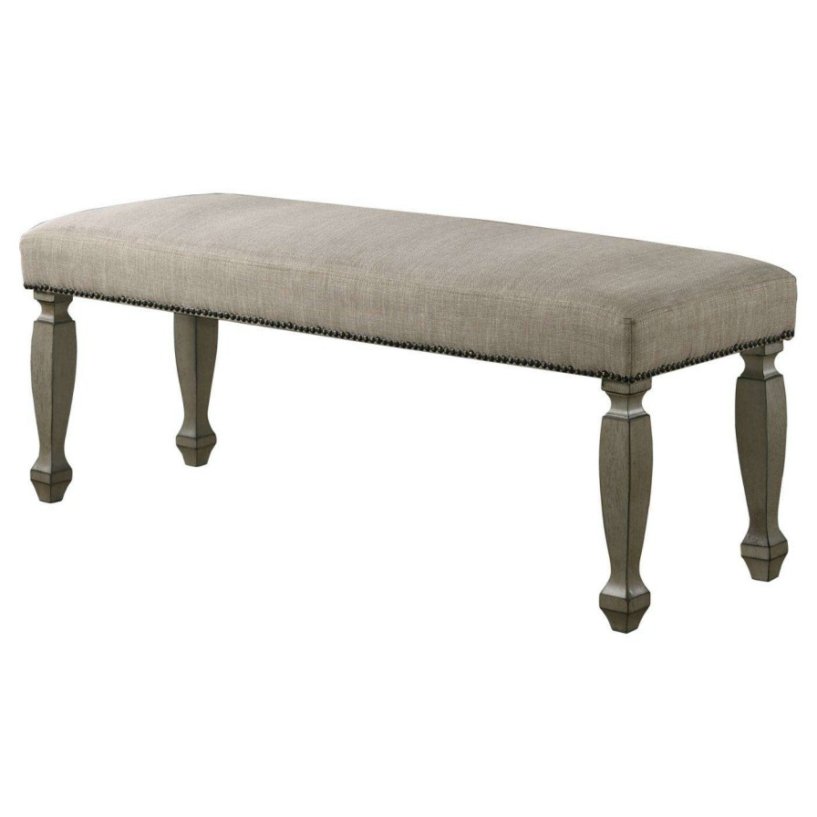 Dining Chairs * | Coupon Kitchen & Dining Benches Roundhill Furniture Breda Upholstered Backless Bench With Nailhead Trim