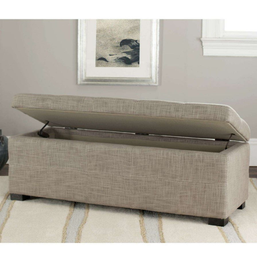 Indoor Benches * | Best Sale Indoor Storage Benches Safavieh Madison Large Storage Bench