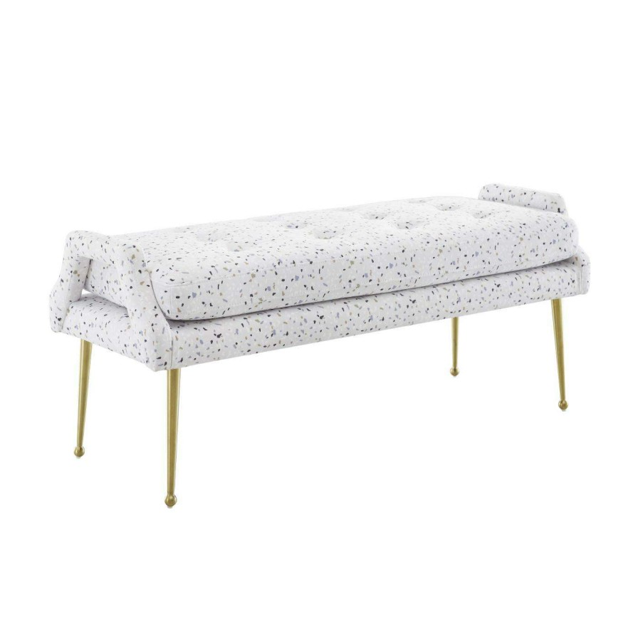 Indoor Benches * | Cheapest Bedroom Benches Tov Furniture Eileen Terrazzo Tufted Bedroom Bench