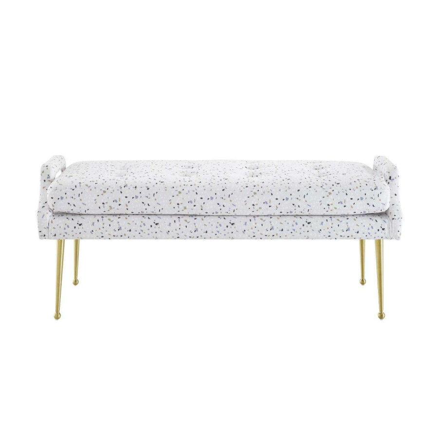 Indoor Benches * | Cheapest Bedroom Benches Tov Furniture Eileen Terrazzo Tufted Bedroom Bench